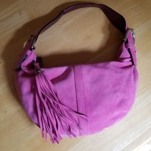 COACH 3671 Suede Pink Tortilla Shoulder Bag